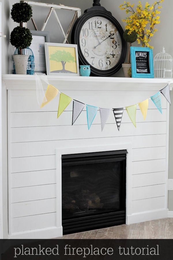 Beautiful Planked Fireplace Tutorial { lilluna.com } Such a great way to dress up your fireplace!!