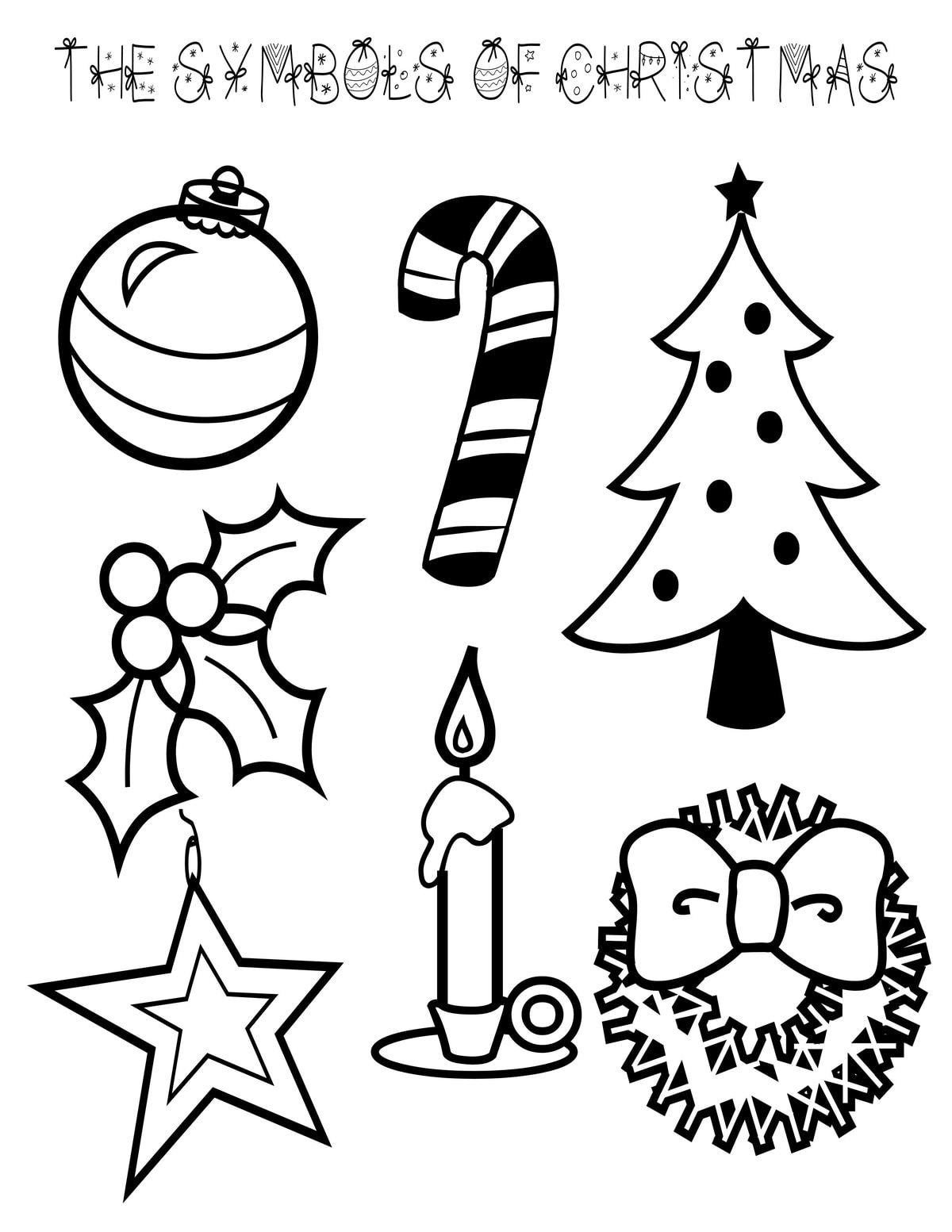 The Symbols of Christmas Coloring Page - a perfect family activity this holiday season. { lilluna.com }