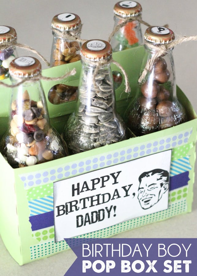 Birthday Boy Pop Box Set - LOVE this idea!! Free prints on { lilluna.com } Fill with the birthday boys fav treats!