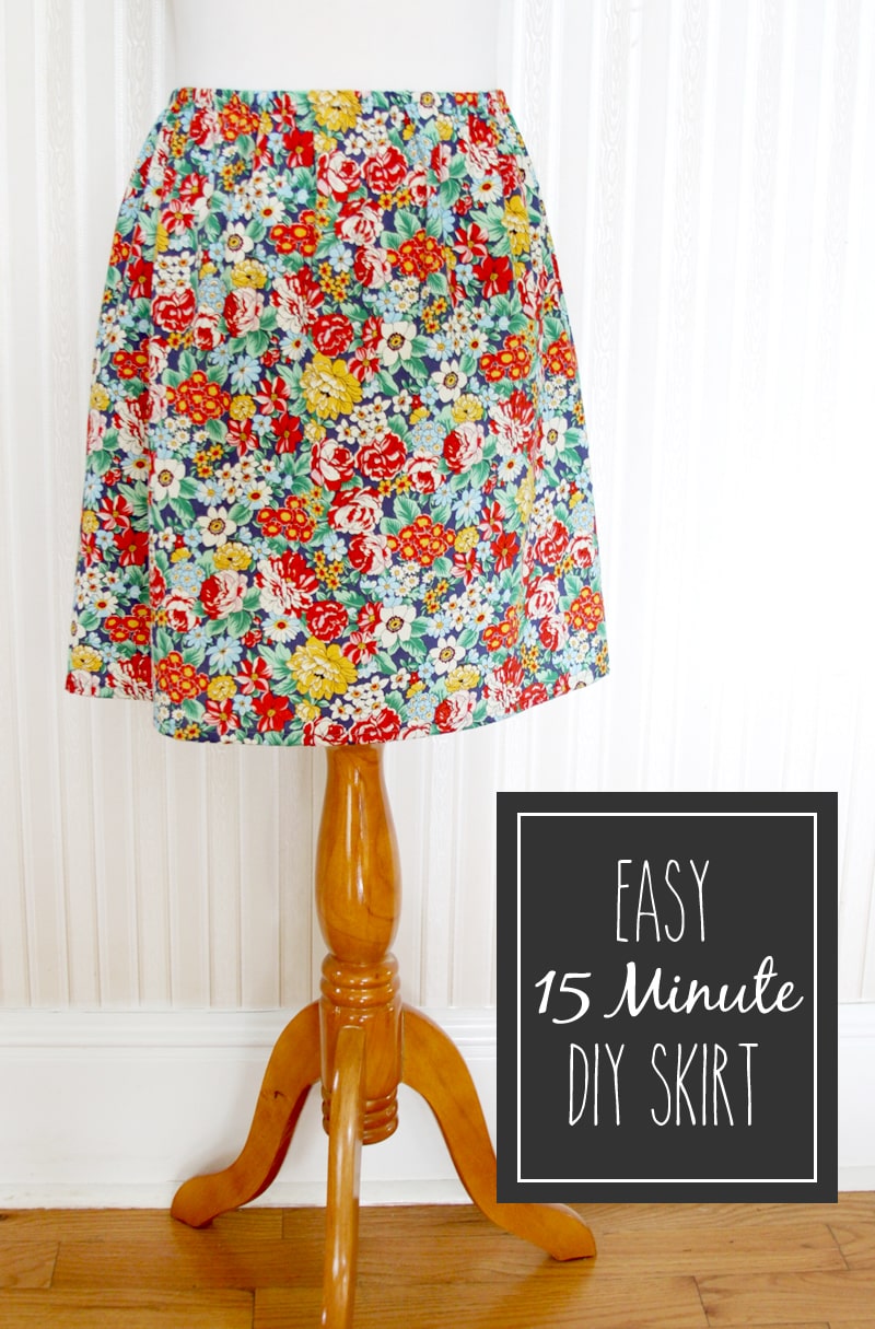 Easy 15 Minute DIY Skirt tutorial on { lilluna.com } So cute! Pick out your fabric and you can have such a great skirt!