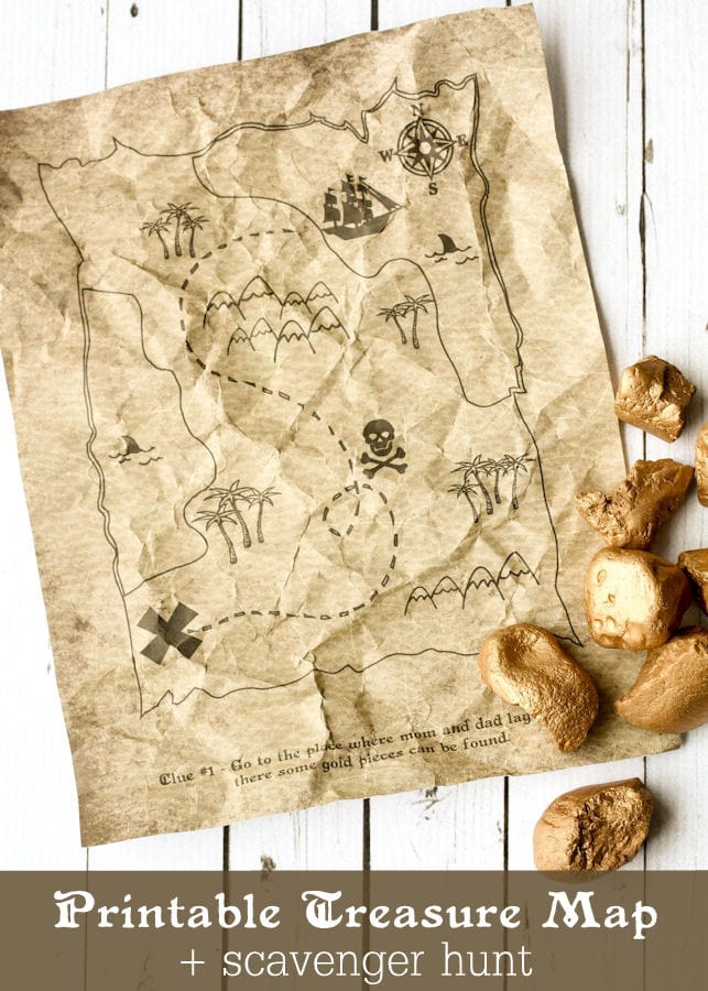 Printable Treasure Map Kids Activity - Free Coloring Pages and Scavenger Hunt { lilluna.com }