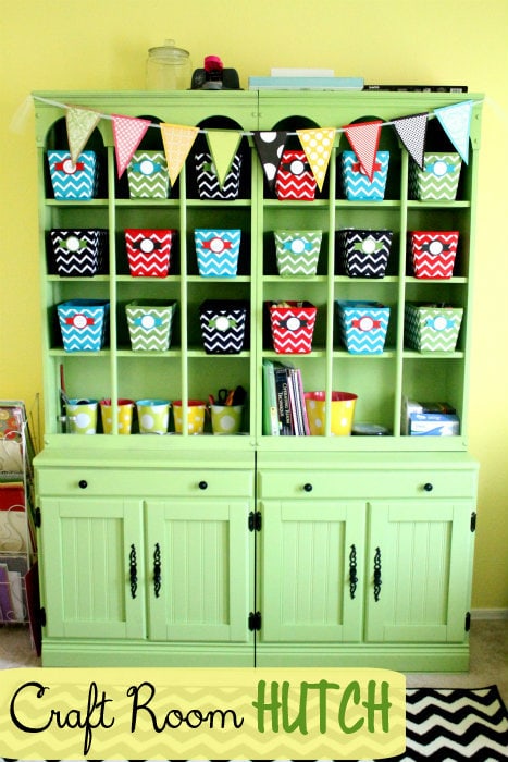 Craft Room Hutch Tutorial on { lilluna.com } Great way to organize all your craft items!!