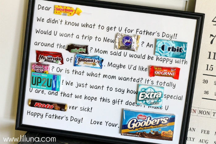 Father's Day Candy Bar Poster - Free print on { lilluna.com } All the goodies father's love!!