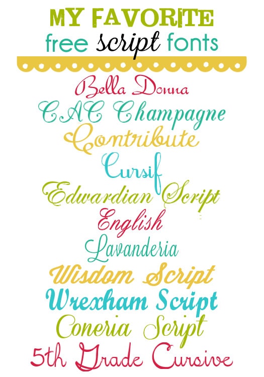 My Favorite FREE Script Fonts on { lilluna.com } Can be used for so many things!!