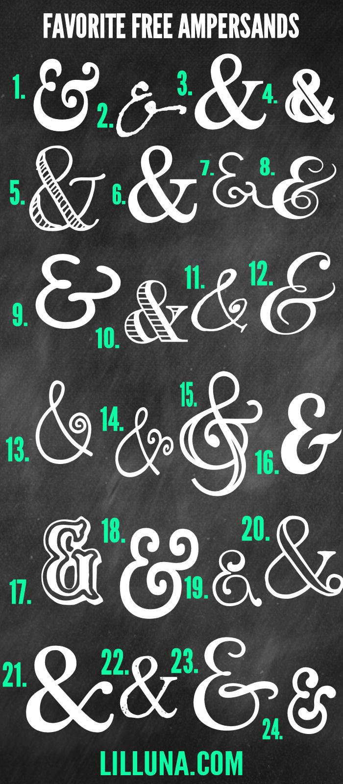 Favorite FREE Ampersands to download and use for graphics and printables { lilluna.com } 