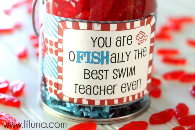 Swim Teacher Appreciation Gift!! Inexpensive, but cute idea!!