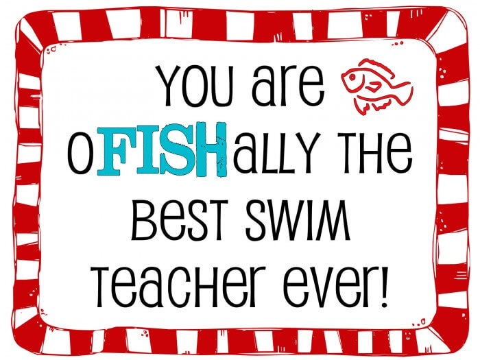 Swim Teacher Appreciation Gift!! Inexpensive, but cute idea!!