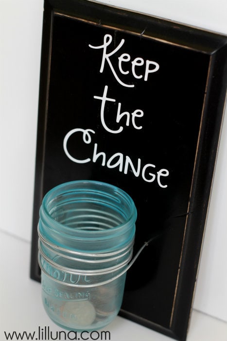 Keep the Change Laundry Sign Tutorial!! Cute and a great way to gather & save change!!