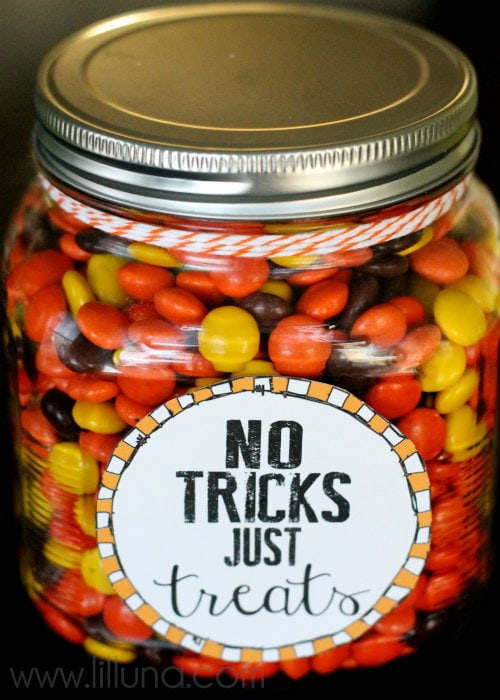 No Tricks, Just Treats Jar!! All you need is a few supplies and you have a delicious gift!