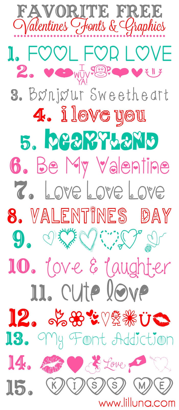 Favorite Free Valentine's Fonts and Graphics to download and use { lilluna.com }
