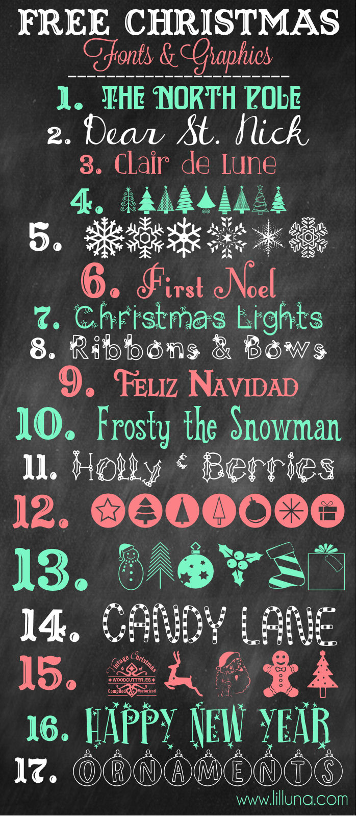 MORE Favorite Free Christmas Fonts and Graphics to download and use { lilluna.com }