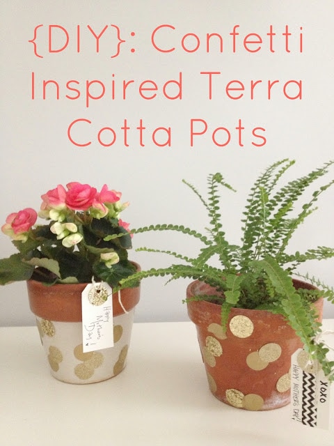 DIY Confetti Terra Cotta Inspired Pots & Tags. How cute & easy! Such a great gift!