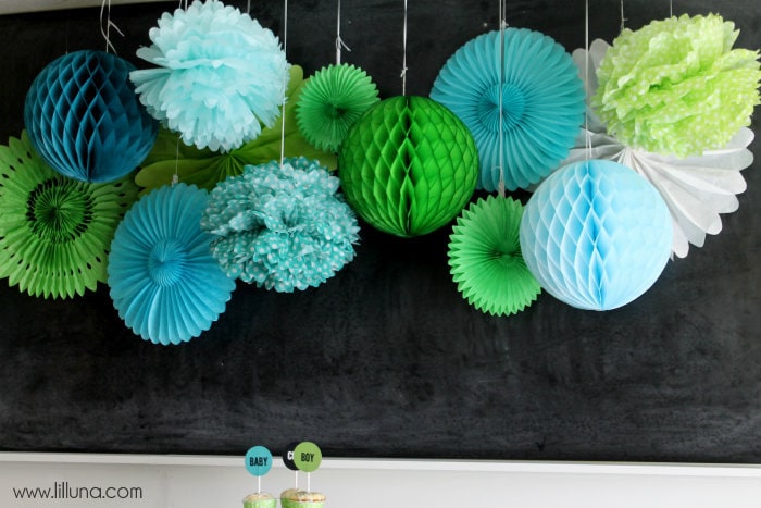 CUTE Baby Shower decor { lilluna.com } Great decor & food & ideas to throw a color themed baby shower.