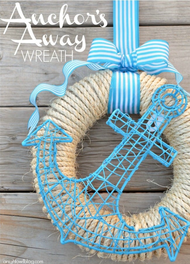 How cute is this Anchors Away Wreath! Tutorial on { lilluna.com } Simple to make and few supplies needed!