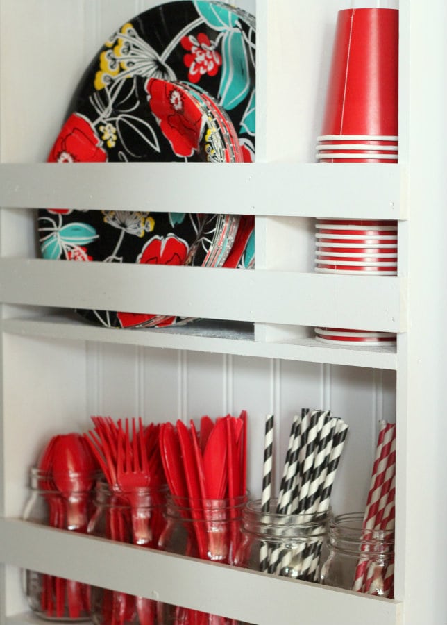 DIY Organizing Shelf perfect for the Pantry! Perfect for holding all those "not sure where to put these" items!