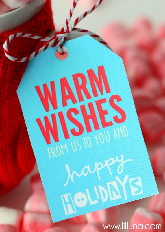 Hot Cocoa Gift idea with free tags - CUTE! This is an inexpensive, but thoughtful gift!