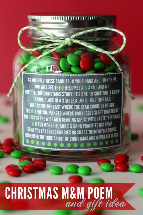 Christmas M&M Poem and Gift Idea - cute and simple! { lilluna.com }