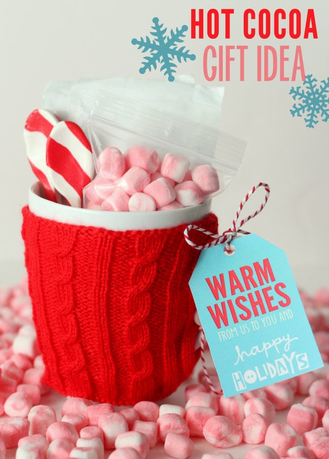 Hot Cocoa Gift idea with free tags - CUTE! This is an inexpensive, but thoughtful gift!