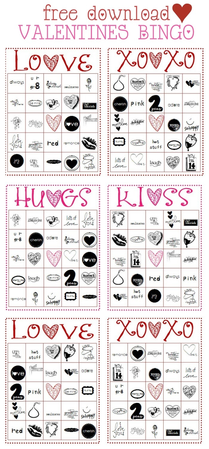 FREE Printable Valentine's BINGO game on { lilluna.com } A fun game to play with your Valentine's!