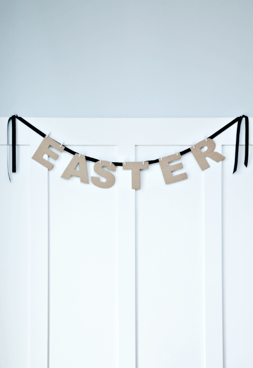 Easter Banner Tutorial on { lilluna.com } Super simple and easy to make!! Use cardboard or pick out some cardstock, it's that easy!