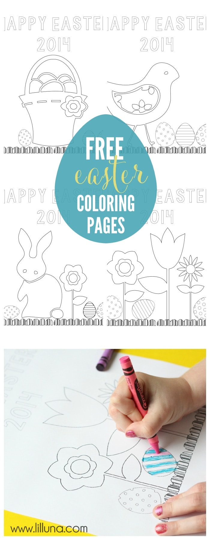 Free Easter Coloring Pages - perfect for the kiddos on Easter Day! { lilluna.com } 