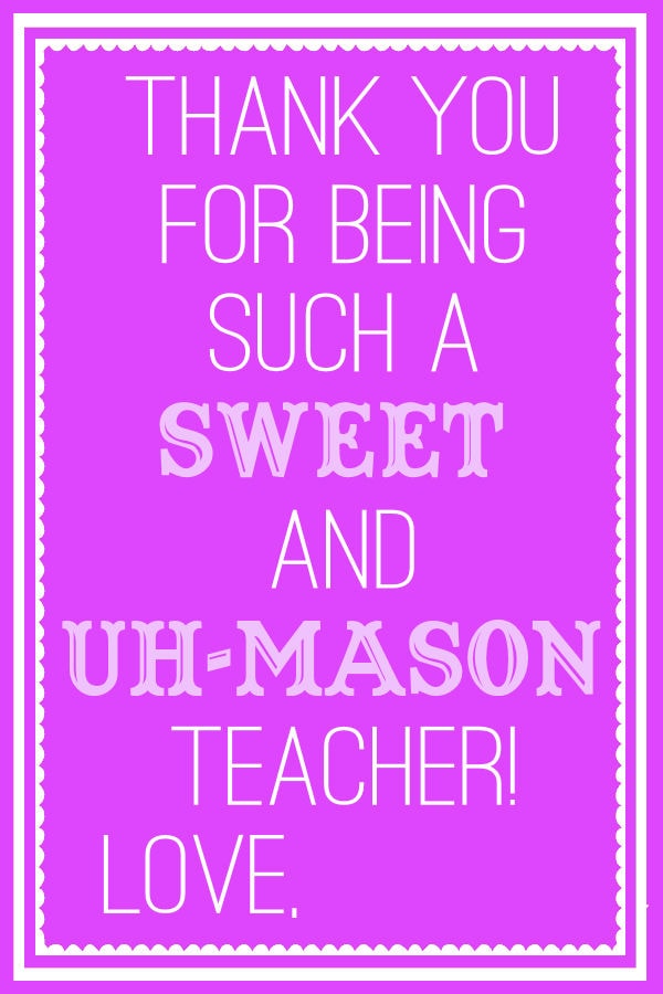 Sweet and Uh Mason Teacher Tags - Purple