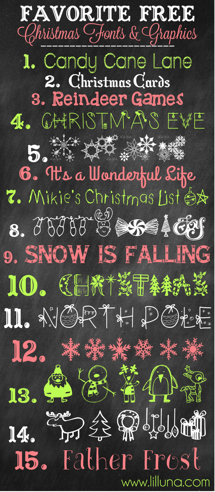 Favorite Free Christmas Fonts and Graphics to download and use { lilluna.com }
