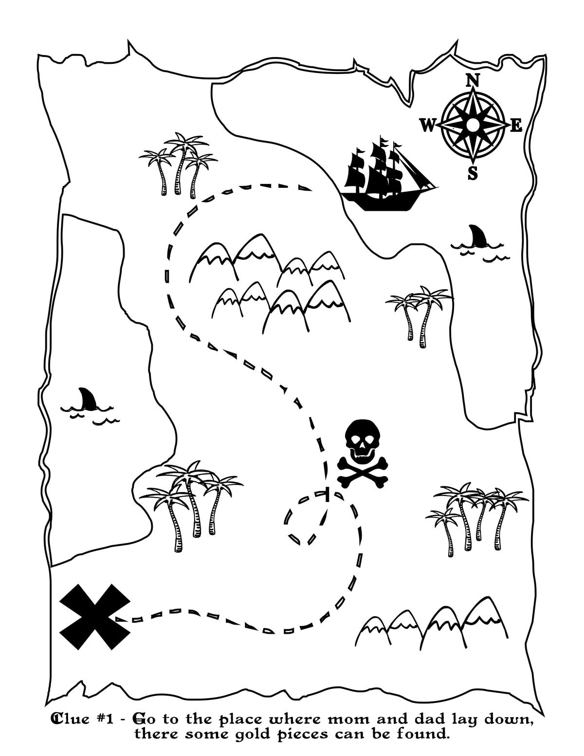 Pirate Treasure Map Coloring Page - Get Coloring Pages