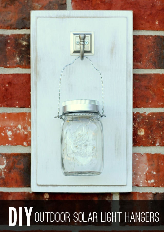 DIY Outdoor Solar Light Hangers tutorial on { lilluna.com } Great and simple project for the porch or backyard.