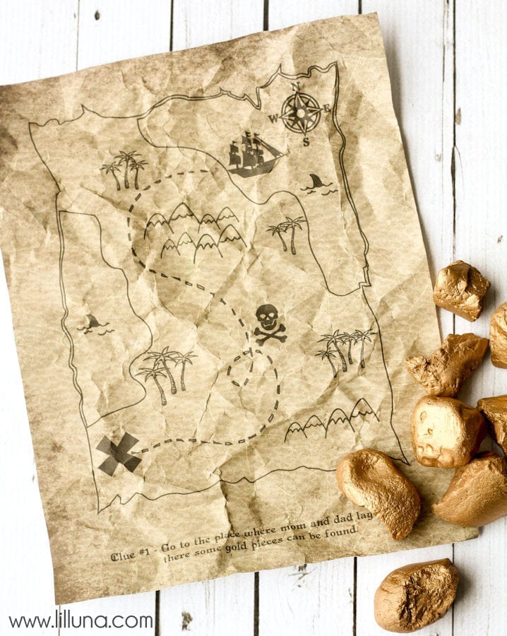 Printable Treasure Map Kids Activity - Free Coloring Pages and Scavenger Hunt { lilluna.com }