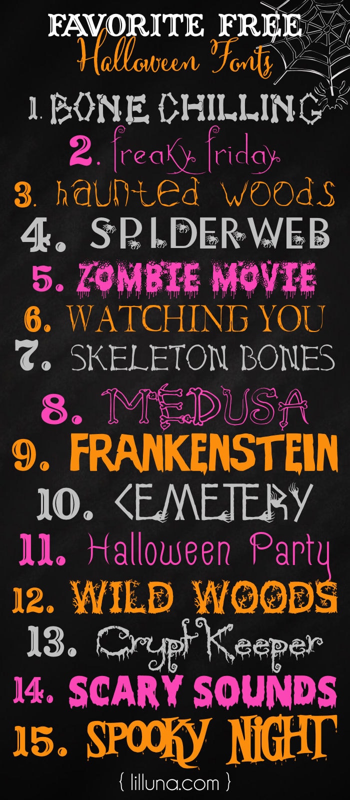 FREE Halloween Fonts - so many great ones to use in your own creations on { lilluna.com }