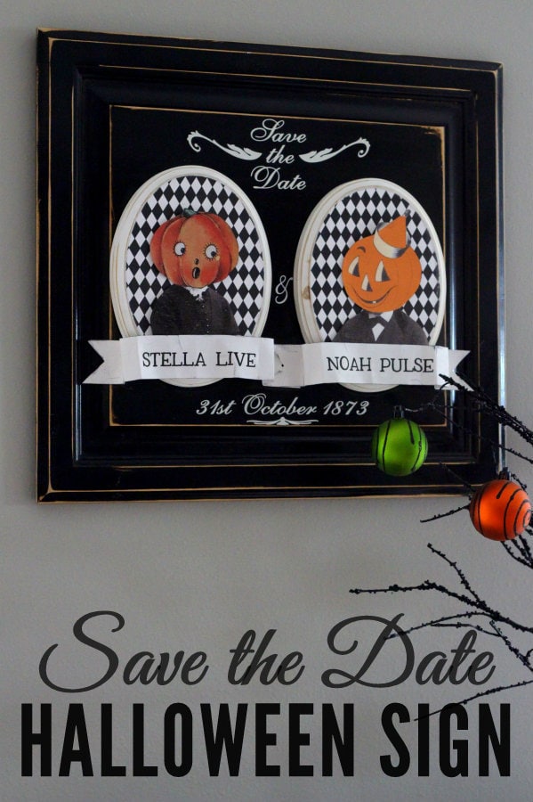 Cute Save the Date Halloween Sign! Tutorial on { lilluna.com } Easy to make and is a great decor idea!