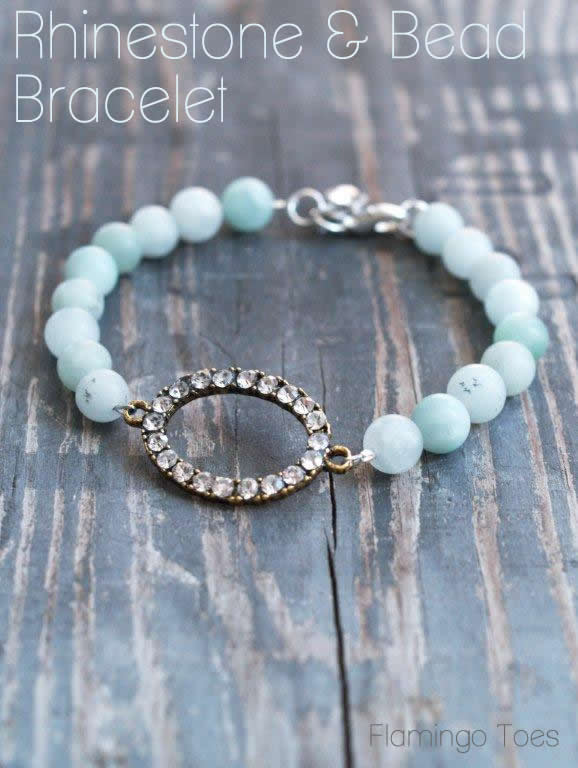 Rhinestone and Bead Bracelet Tutorial - perfect for mom on Mother's Day! Super easy to make, too!!