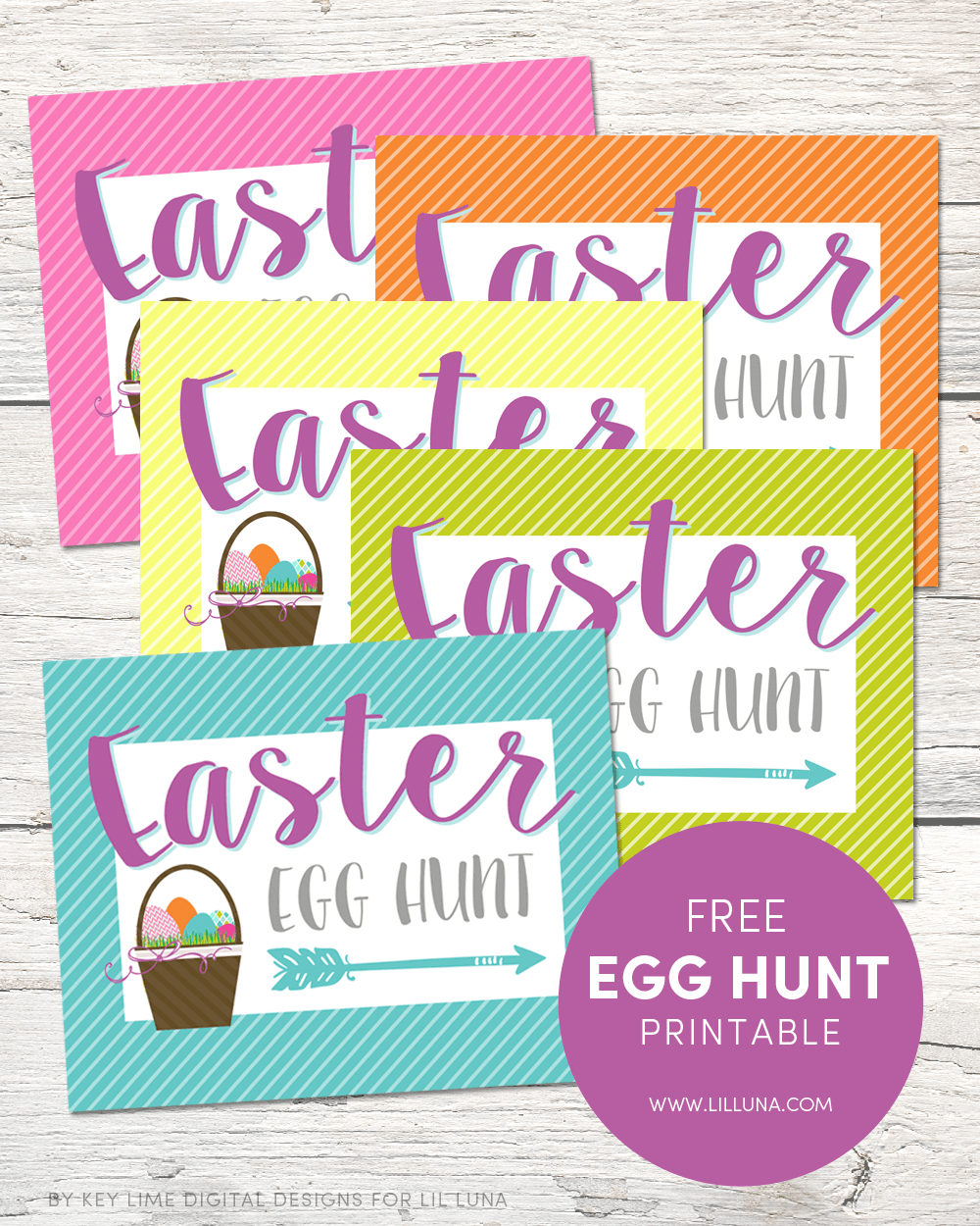 FREE Easter Egg Hunt Signs - just download and print in one of 4 bright colors to use at your Easter Egg Hunt!