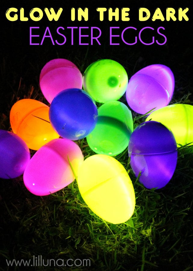 Glow in the Dark Easter Eggs!! The kids LOVED this!!! { lilluna.com } Plastic eggs filled with glow sticks!!