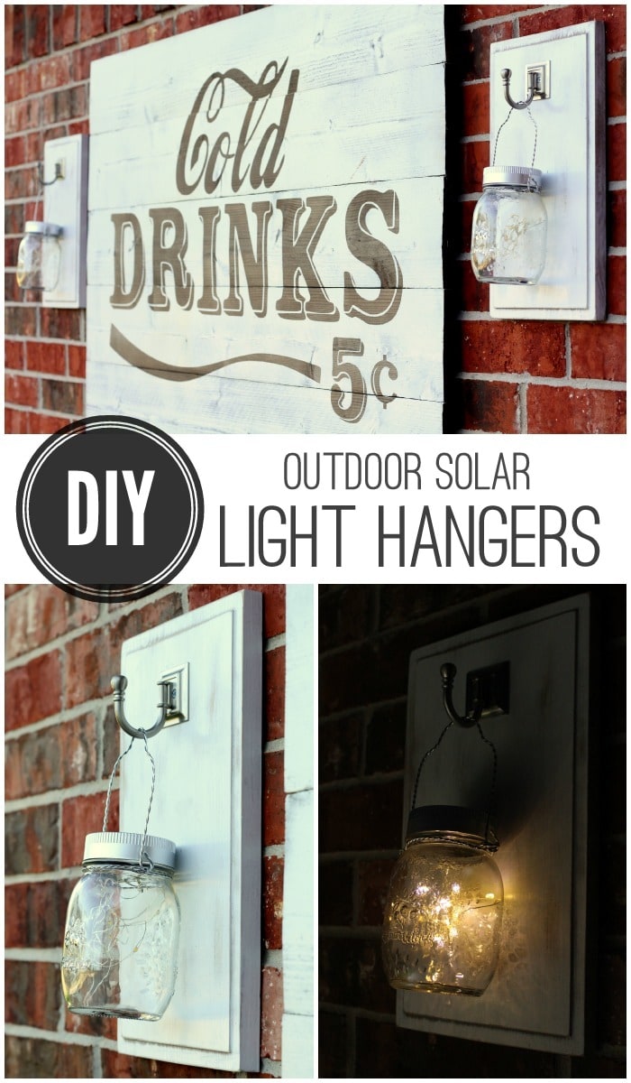 DIY Outdoor Solar Light Hangers tutorial on { lilluna.com } Great and simple project for the porch or backyard.