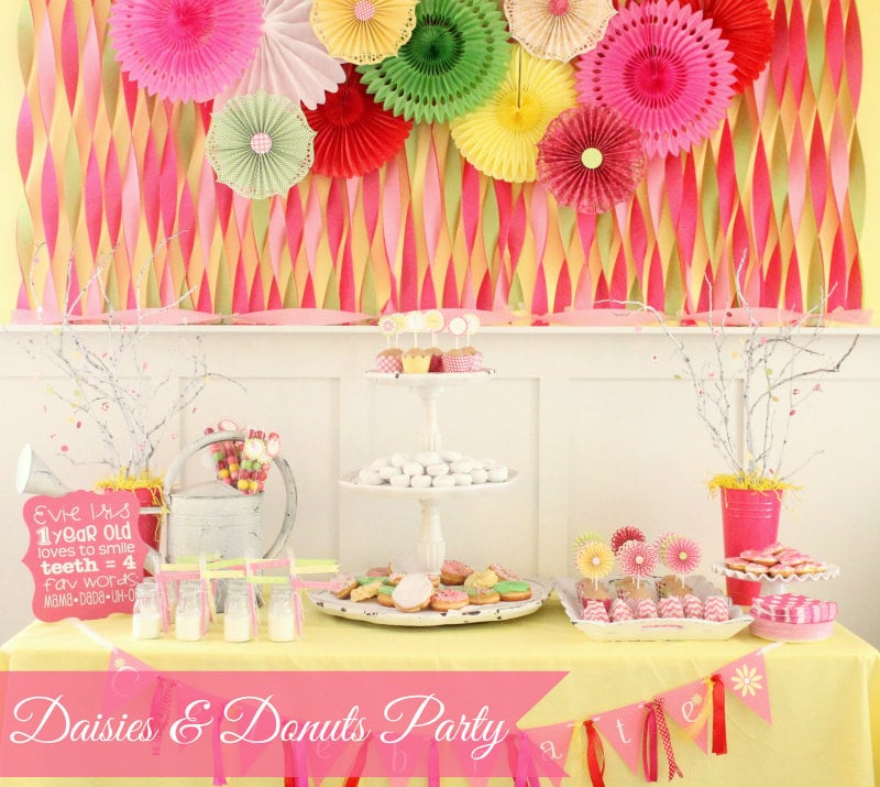 Super Cute Daisies and Donuts Birthday Party! { lilluna.com } Cute ideas for your next girly party!!