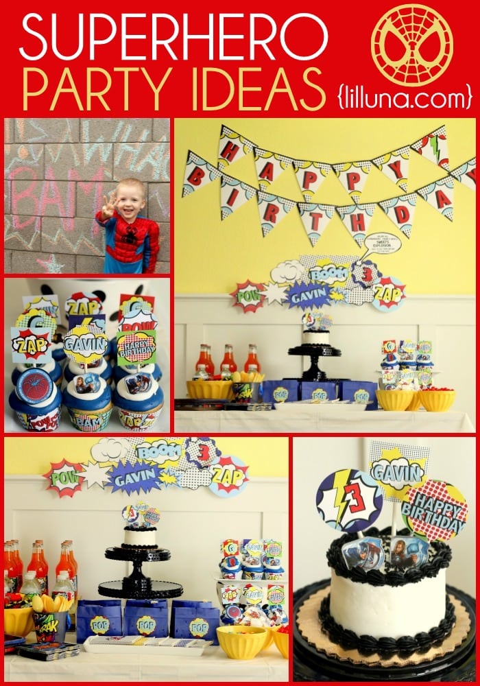 Superhero Birthday Ideas on { lilluna.com } Decor ideas, recipes, & prints for your party!