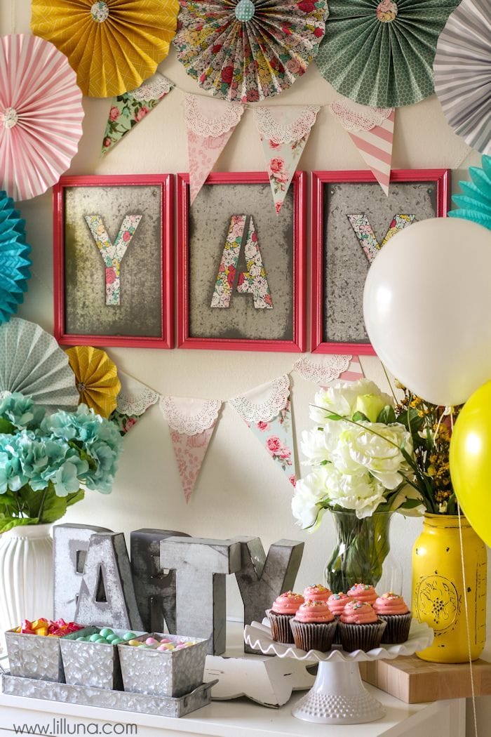Rustic Floral Birthday Party on { lilluna.com } So many cute ideas for your next floral birthday party!!