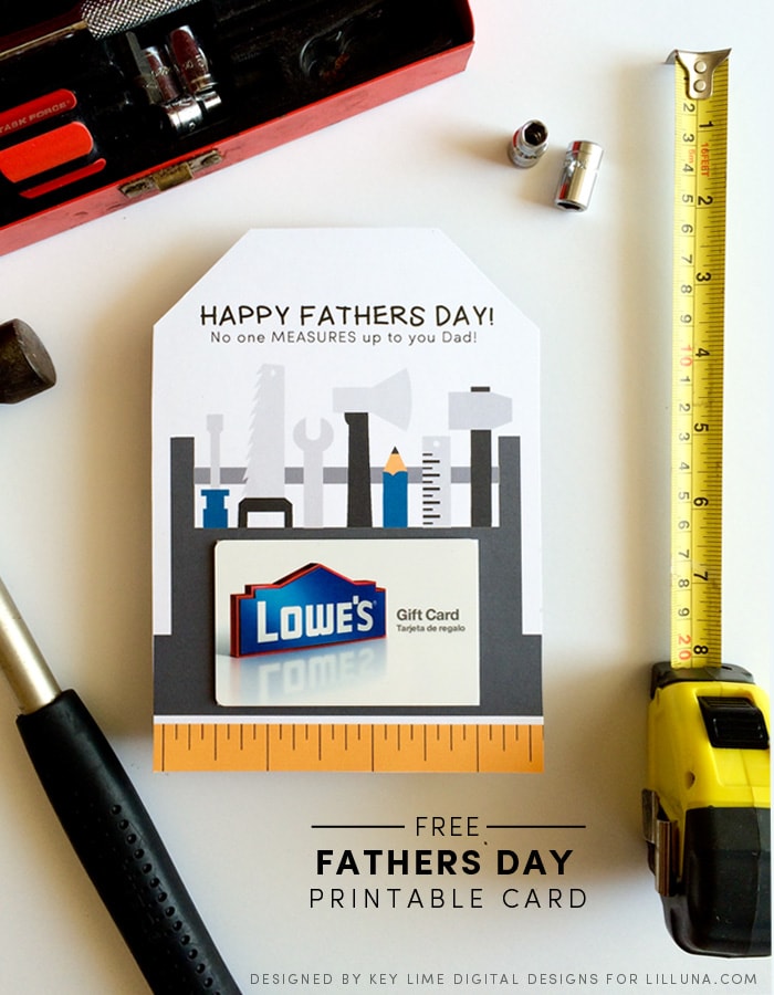 FREE Father's Day Printable Card that you can easily attach a gift card to - PERFECT! { lilluna.com }
