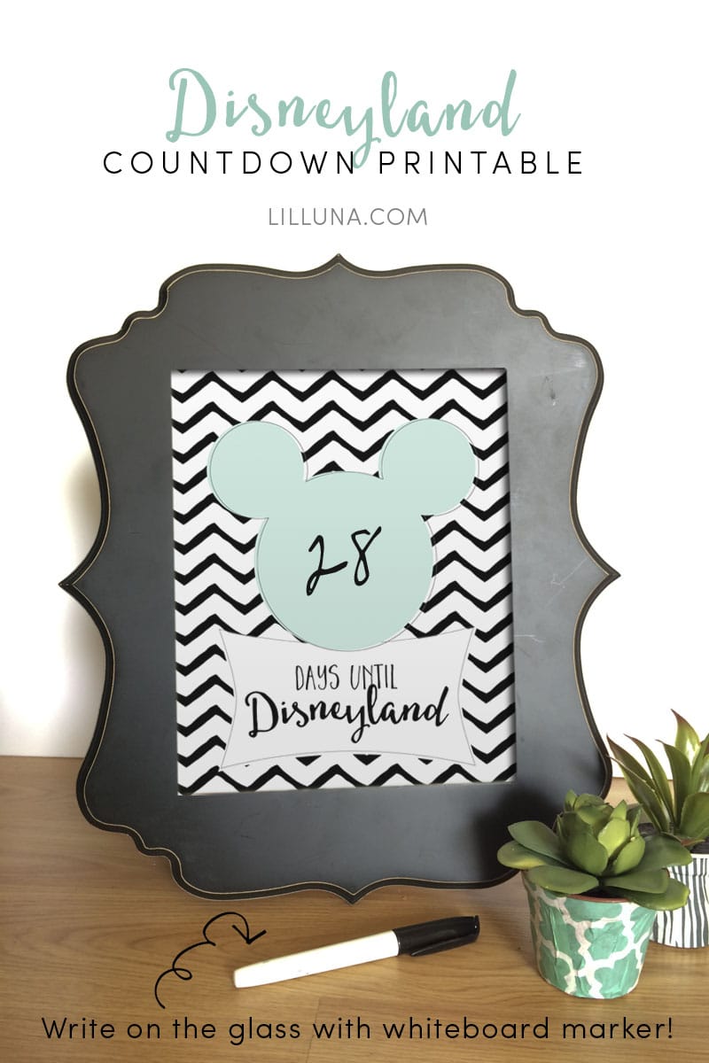 FREE Countdown to Disney Prints - for Disneyland AND Disneyworld. Head to { lilluna.com } for the free printables! Kids will get excited seeing that number go down!!