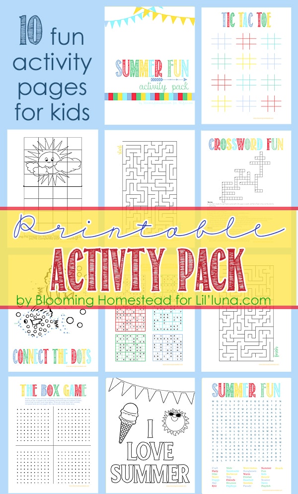 Summer Fun Activity Pack - 10 FUN activity pages for kids. Get the free prints on { lilluna.com }