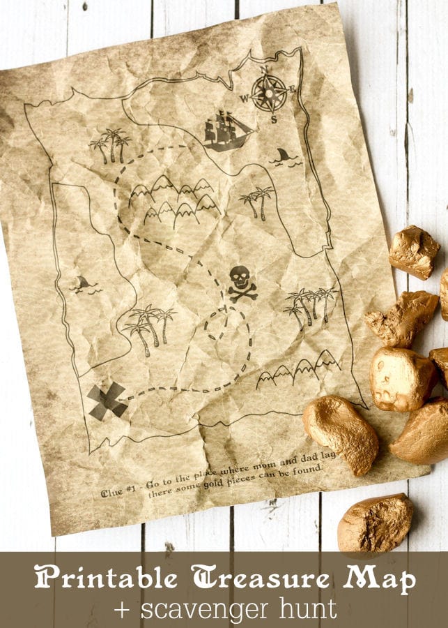Printable Treasure Map Kids Activity - Free Coloring Pages and Scavenger Hunt { lilluna.com } The kids will have tons of fun looking for their treasure!