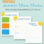 Free Printable Summer Chore Charts for kids - a free boy and girl version. Download at { lilluna.com } A great way for kids to see and mark off their chores.