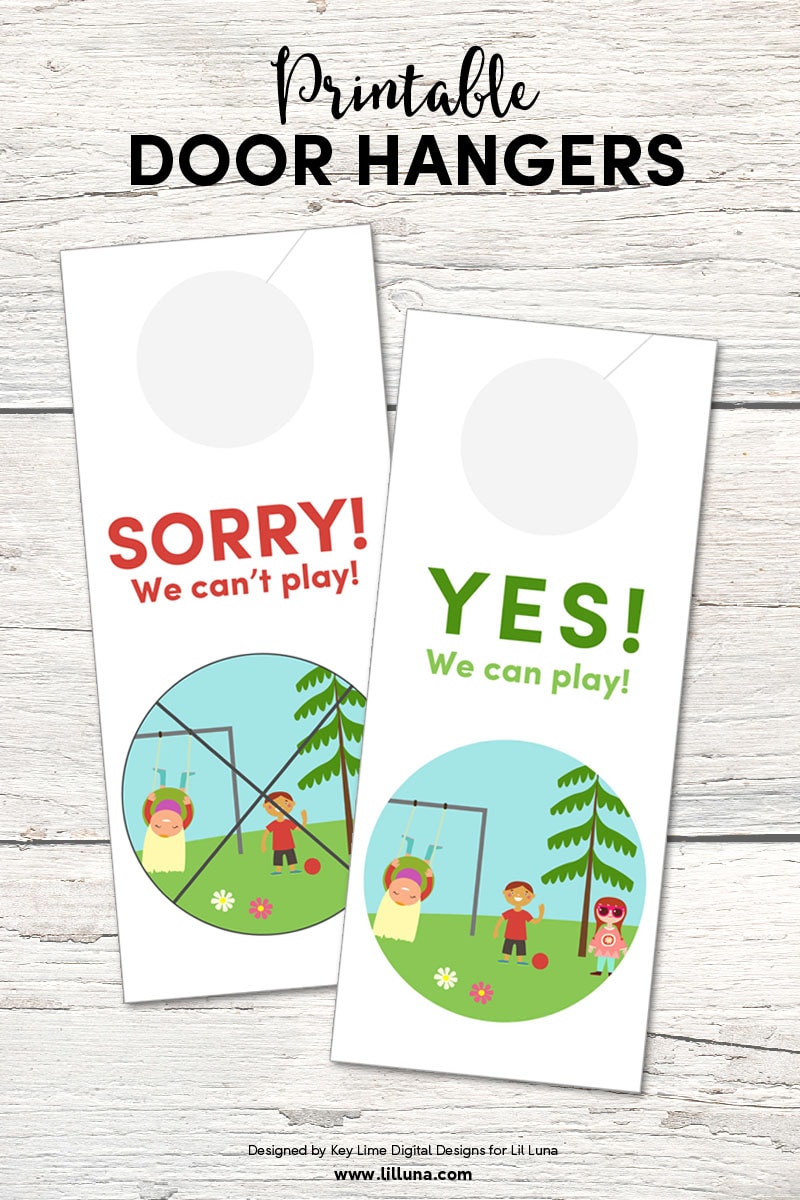 FREE Printable Door Hangers to help kids know when their friends can play or not. Perfect for summer! { lilluna.com }