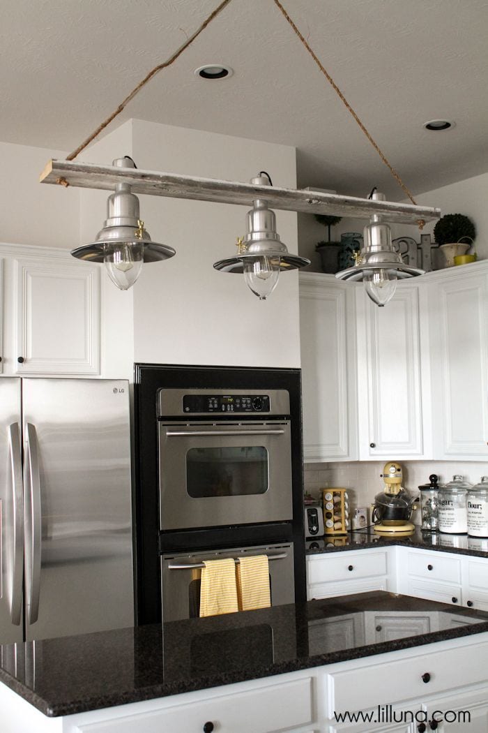 Beautiful DIY Pendant Kitchen Light - made for about $100 and the perfect addition to any room or kitchen. FREE tutorial on { lilluna.com }
