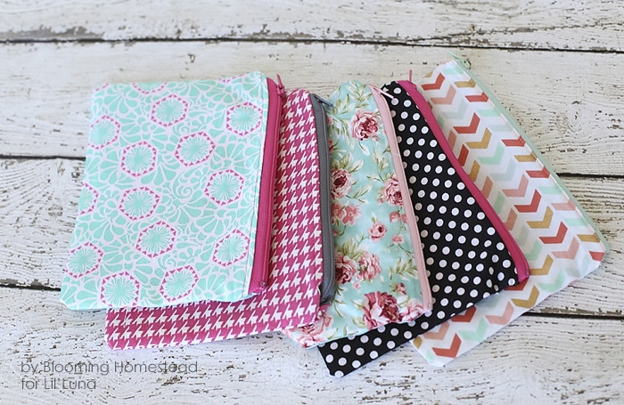 Easy sew zipper pouches - Perfect beginner project! Full tutorial on { lilluna.com }