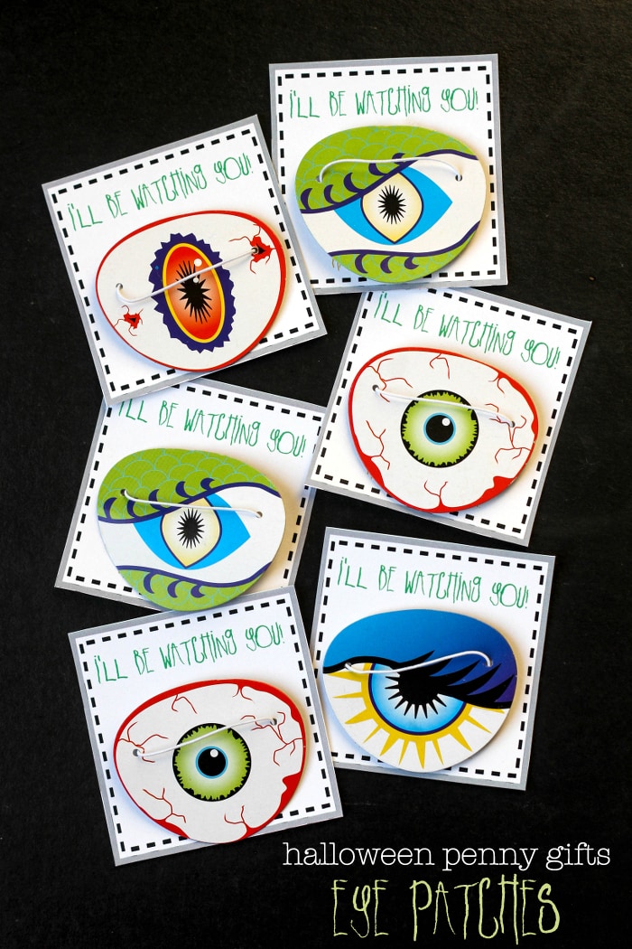 Halloween Penny Gifts - I'll be watching you!!! Perfect for parties or friends. Get the free tags on { lilluna.com }