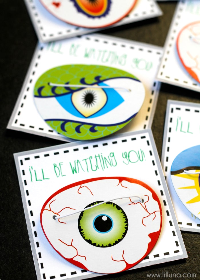 Halloween Penny Gifts - I'll be watching you!!! Perfect for parties or friends. Get the free tags on { lilluna.com }