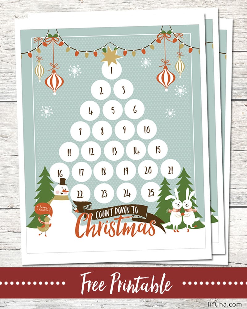 FREE Christmas Countdown Printable - download and use this cute and free print to help the kids count down to Christmas!